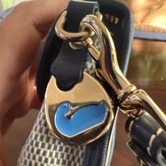 Dooney & Bourke Navy & White coated cotton and Navy Leather Wristlet - Picture 6 of 7